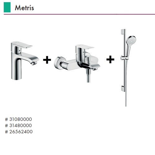 HANSGROHE Metris Üçlü Set (Lavabo Bataryası+Banyo Bataryası+El Duşu)